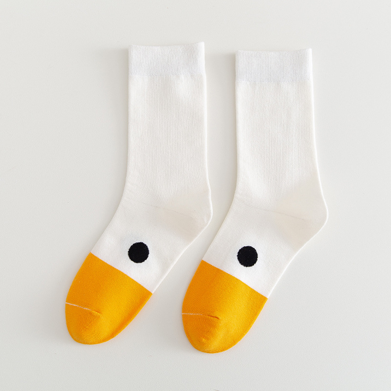 2020 New Cute Yellow Ducks Socks Fashion Cartoon Ducks Socks Autumn Crew Socks